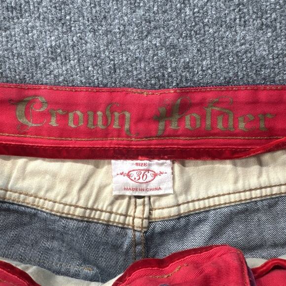 Vintage Y2K Crown Holder Japanese Denim Jeans Embroidered Baggy Street Men 36x32 - Picture 6 of 11